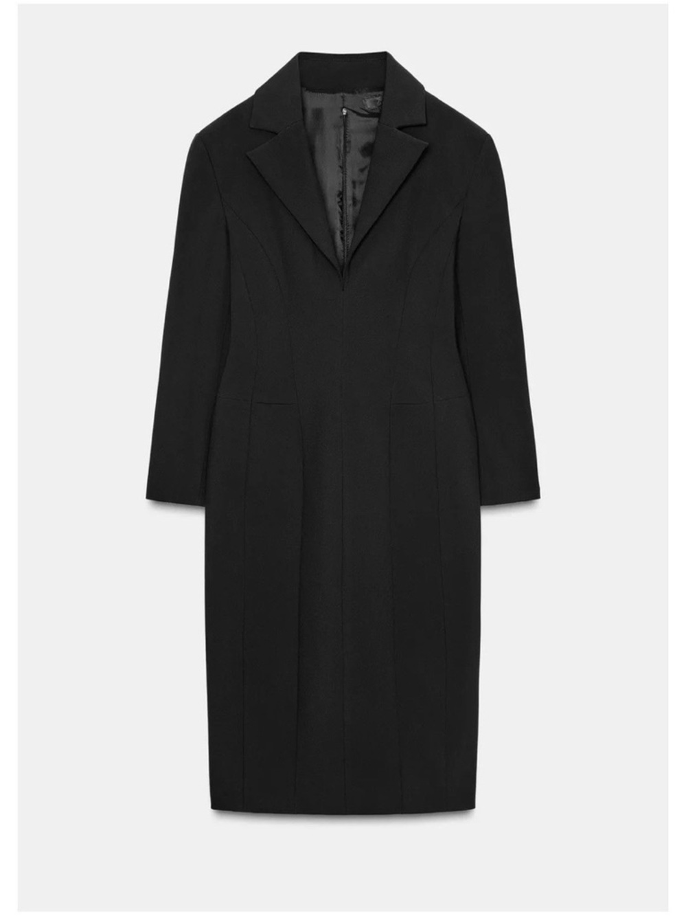 Zara Black Tailored Hourglass Midi Coat Dress – Back Zip – Size XS - Picture 2 of 10